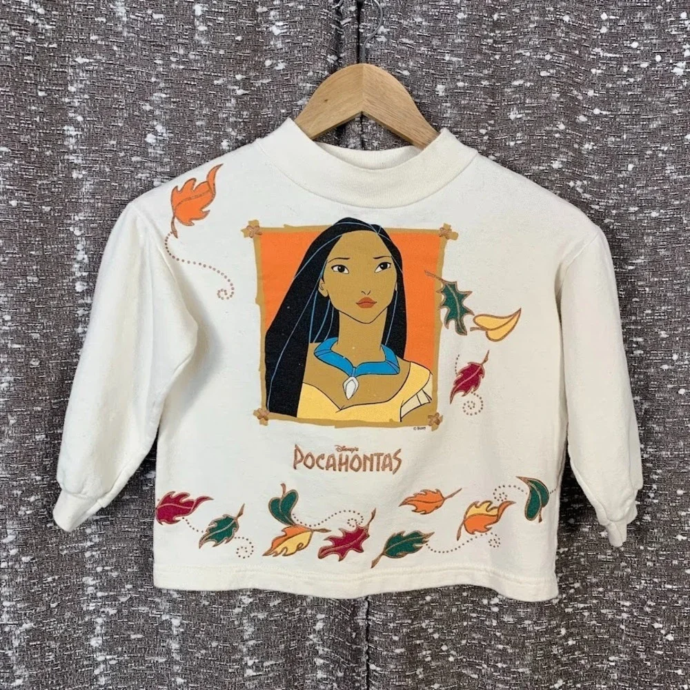 Vintage 90's Pocahontas Crewneck Sweatshirt Disney‎ Graphic Print Youth Size 7/8